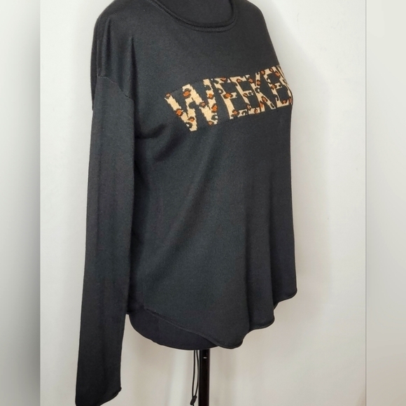 Rachel Zoe Black Cashmere Blend Animal Print "Weekend" Sweater - Size S - Picture 3 of 6